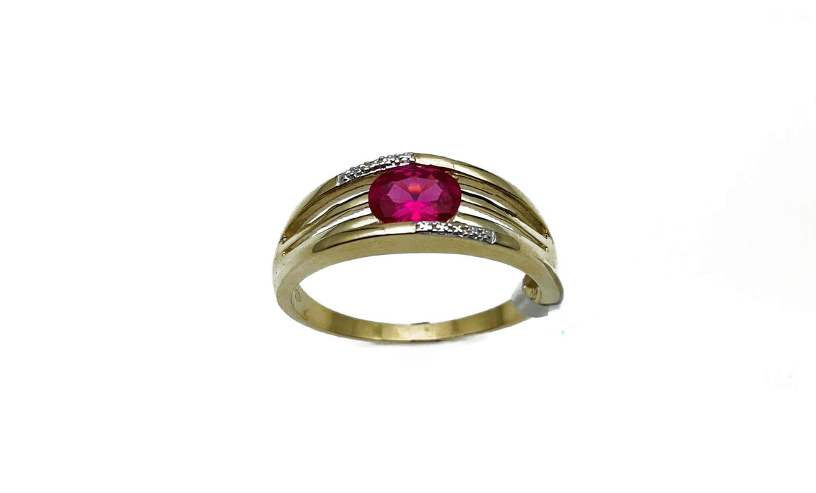 Ring synth.Rubin /Zirkonia Gold