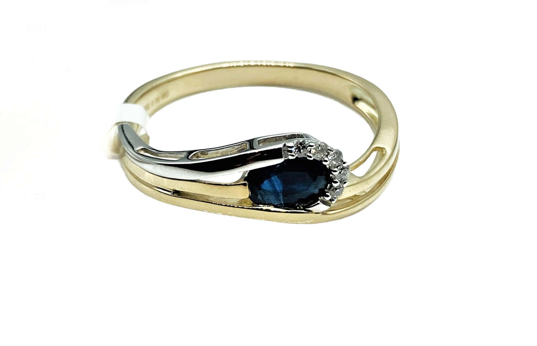 Safir-Ring mit Brillanten | 585/-