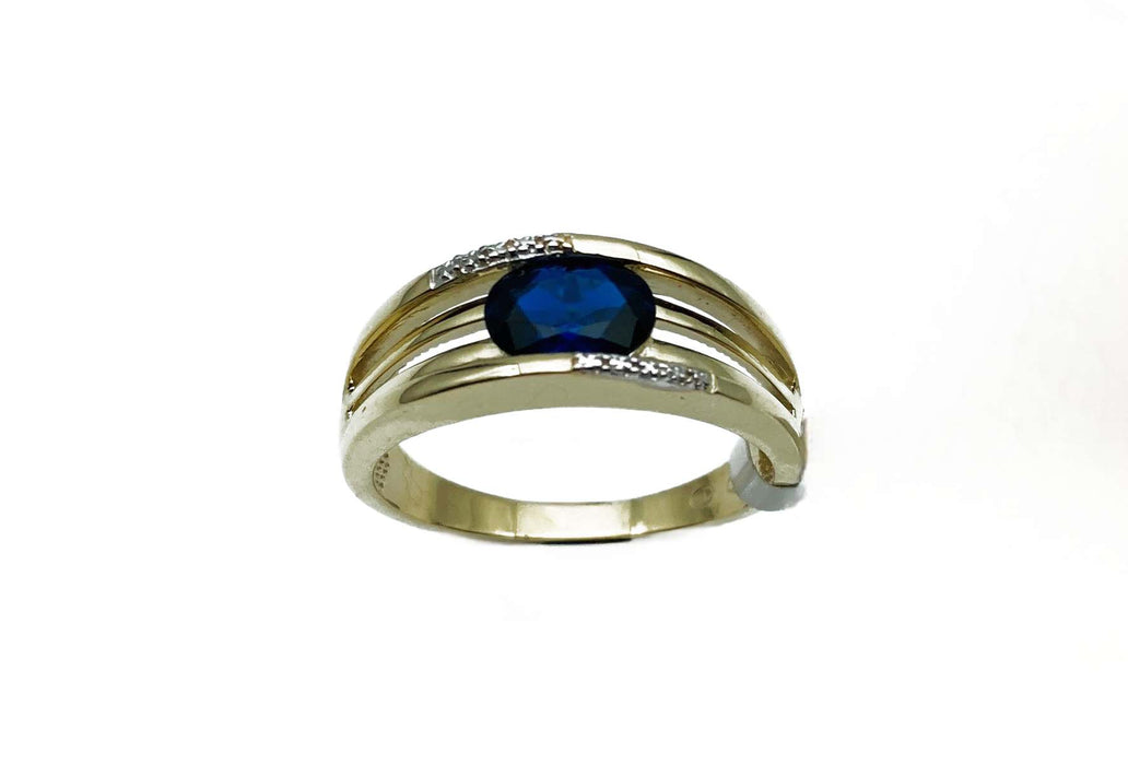 Ring mit synth.Safir /Zirkonia Gold