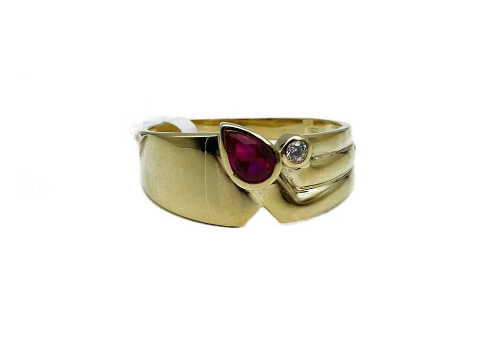 Ring mit synth.Rubin | Gold