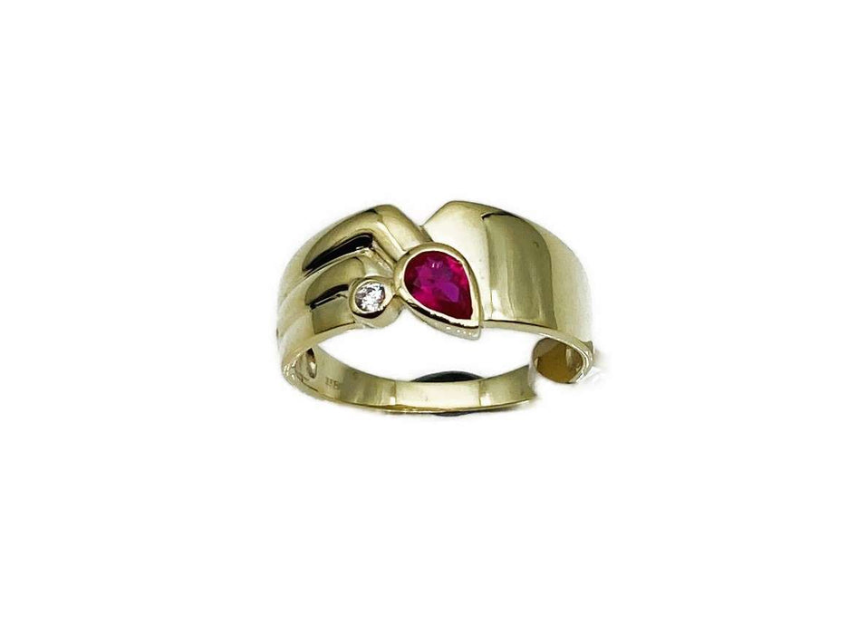 Ring mit synth.Rubin | Gold