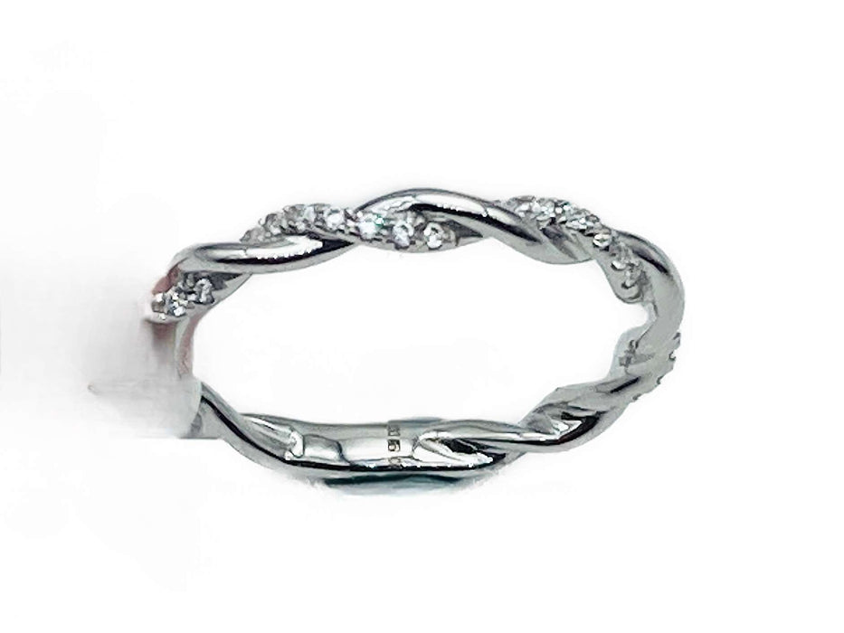 Kordel-Ring mit Zirkonia | Silber