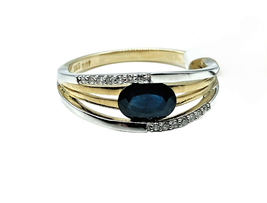Safir-Ring mit Brillanten | 585/-