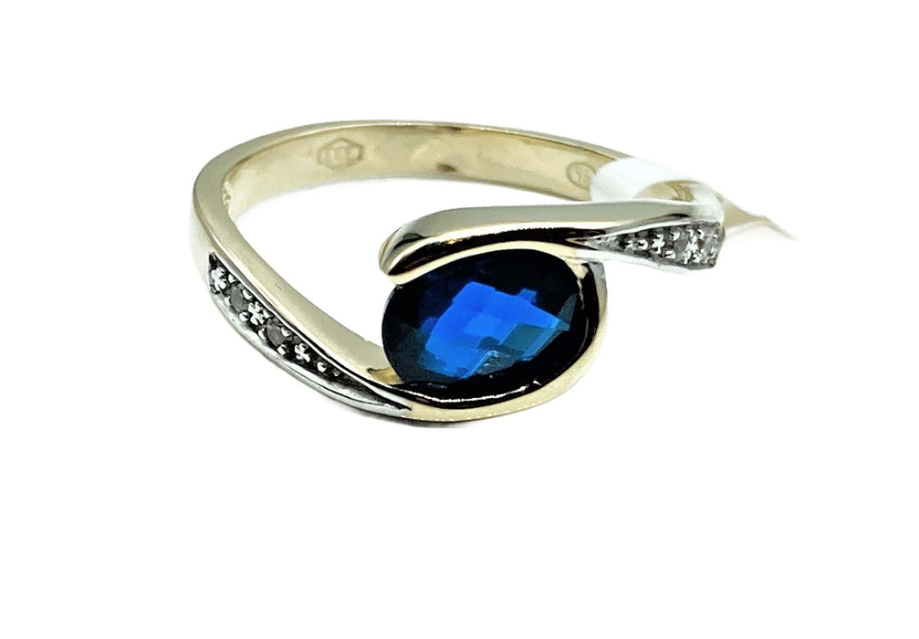 Safir-Ring mit Zirkonia | Gold