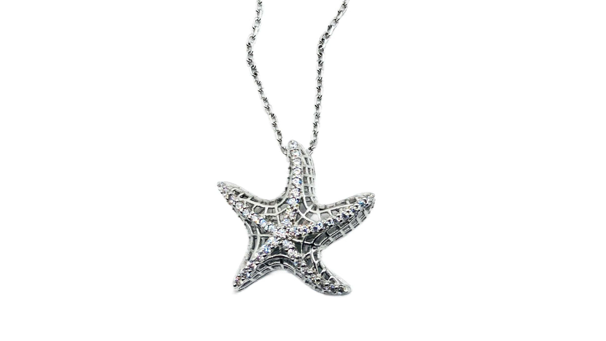 Collier & Ohrringe Seestern mit Zirkonia | Silber