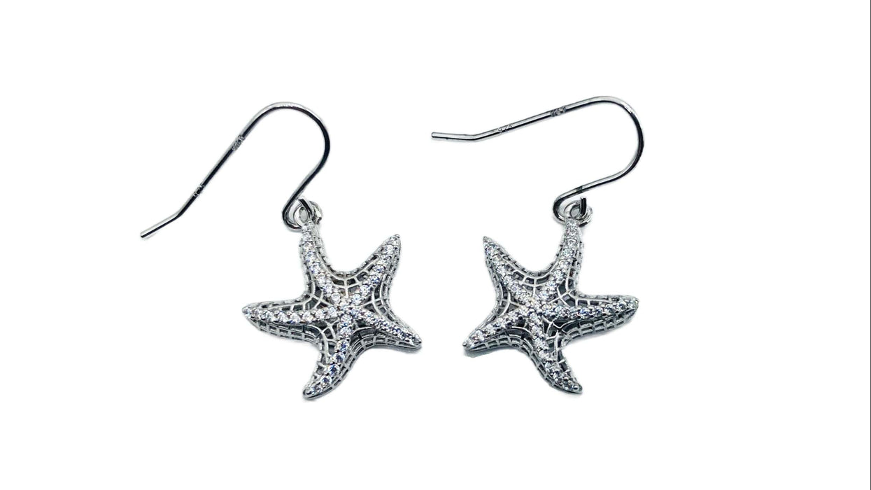 Collier & Ohrringe Seestern mit Zirkonia | Silber