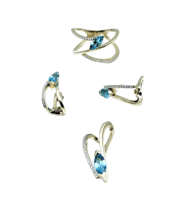 Set mit Edeltopas und Brillanten in Gelbgold | 585/-