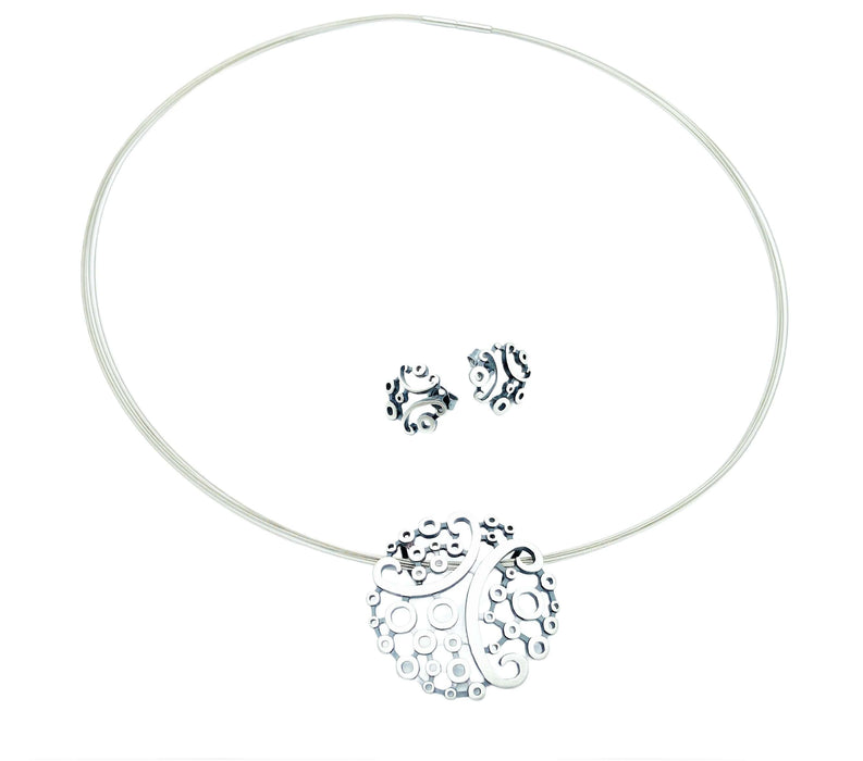 Anhaenger & Ohrstecker oxidiert | Silber