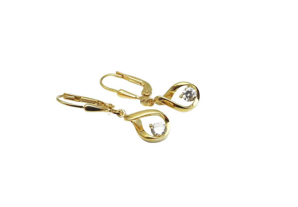 Anhaenger/Ohrringe Tropfen mit Zirkonia | Gold