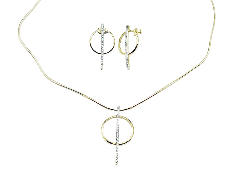 Anhänger Stab und Kreis mit Zirkonia | Gold