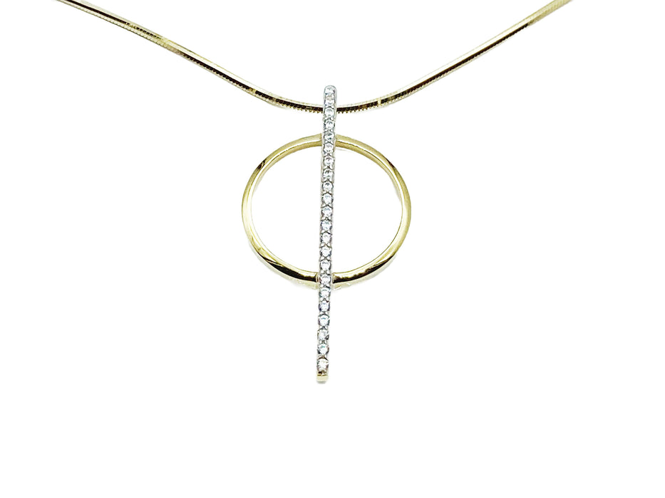 Anhänger Stab und Kreis mit Zirkonia | Gold