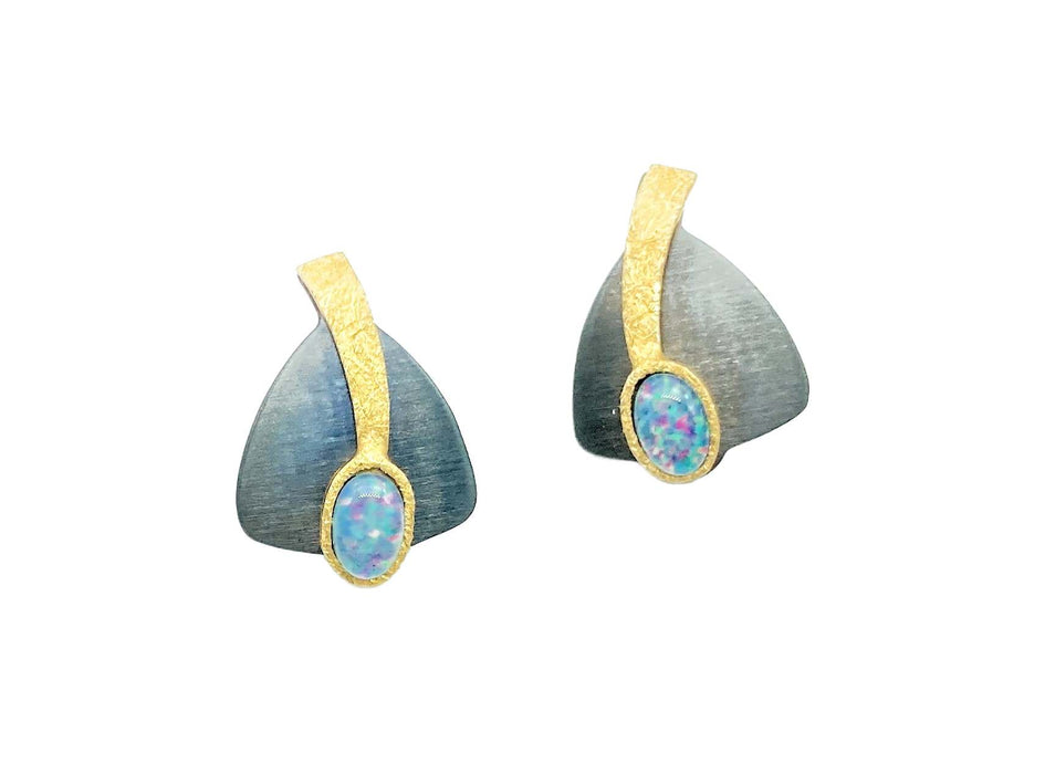 Anhaenger & Ohrringe mit Opal-Triplette | Silber