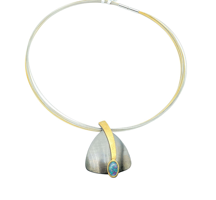 Anhaenger & Ohrringe mit Opal-Triplette | Silber