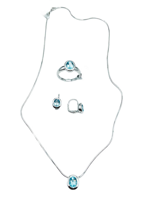 Anhänger & Ohrringe mit echtem Blautopas | Silber