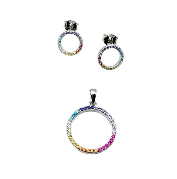 Anhaenger & Ohrringe Infinity Rainbow | Silber