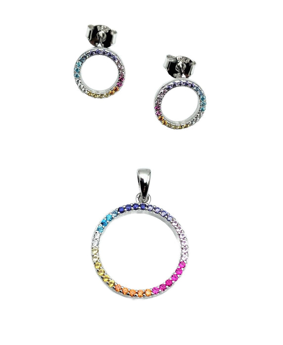 Anhaenger & Ohrringe Infinity Rainbow | Silber
