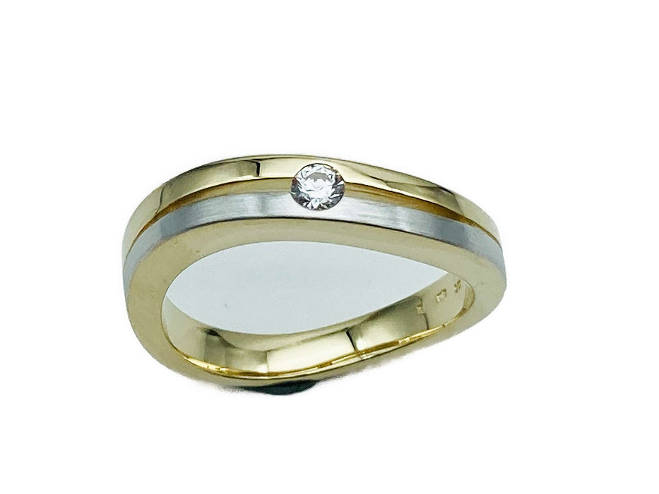 Zweifarbiger Ring mit Zirkonia | Gold