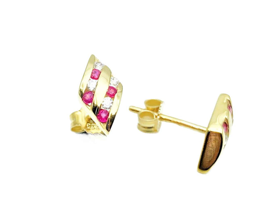 Anhänger & Ohrringe mit echt Rubin / Zirkonia | Gold