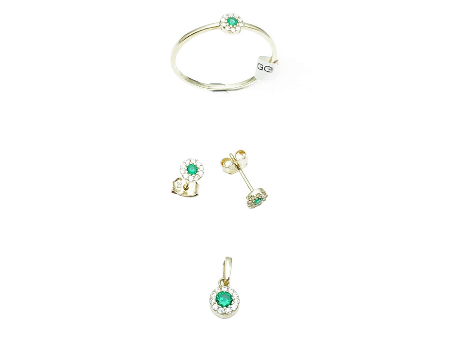 Ring mit smaragdfarbenem und weißen Zirkonia | Gold