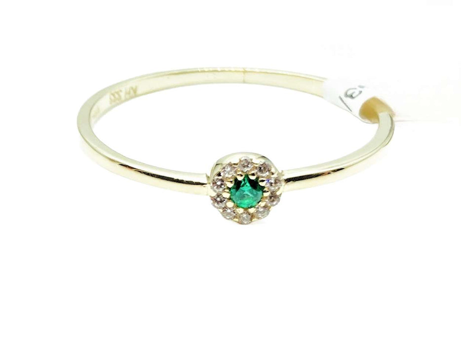 Ring mit smaragdfarbenem und weißen Zirkonia | Gold