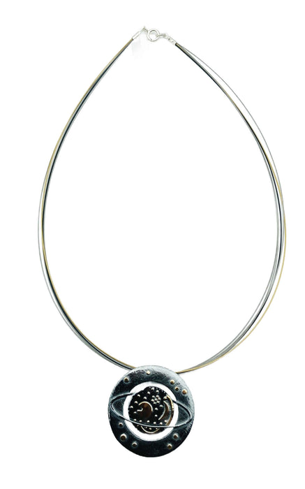 Sternenschmuck-Himmelsscheibe von Nebra mit Ringen des Saturn| Silber