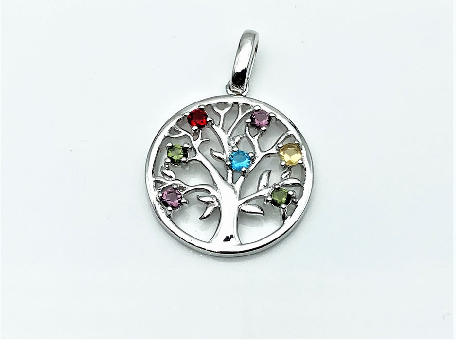 Anhaenger mit Lebensbaum multicolor | Silber