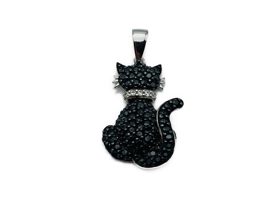 Anhänger Katze mit schwarzen Zirkonia | Silber