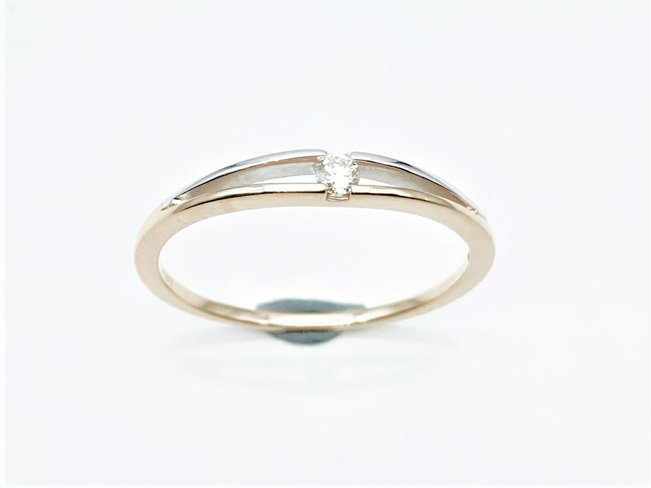 Antrags-/ Solitaire-Ring bicolor mit Brillant | 585/-