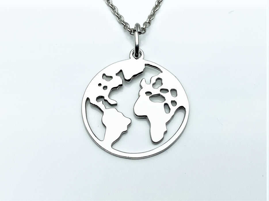 Collier mit Weltkarte/ Globus | Silber