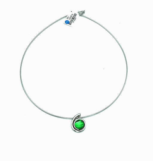 Karibischer Bernstein grüner Bernstein Anhänger Schneckenform an Collier Silber