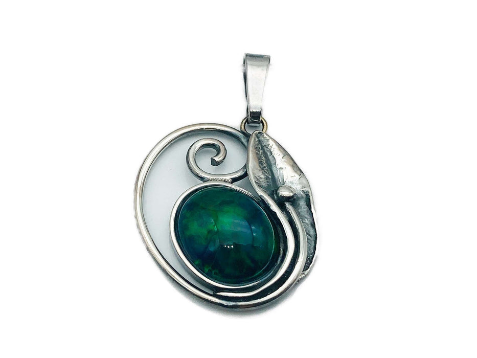 Collier mit echtem Opal - Naturstein | Silber oxidiert