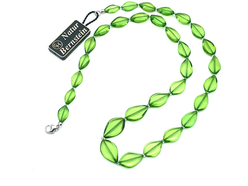 Grüner Bernstein | Collier echt Karibischer Bernstein geschliffen