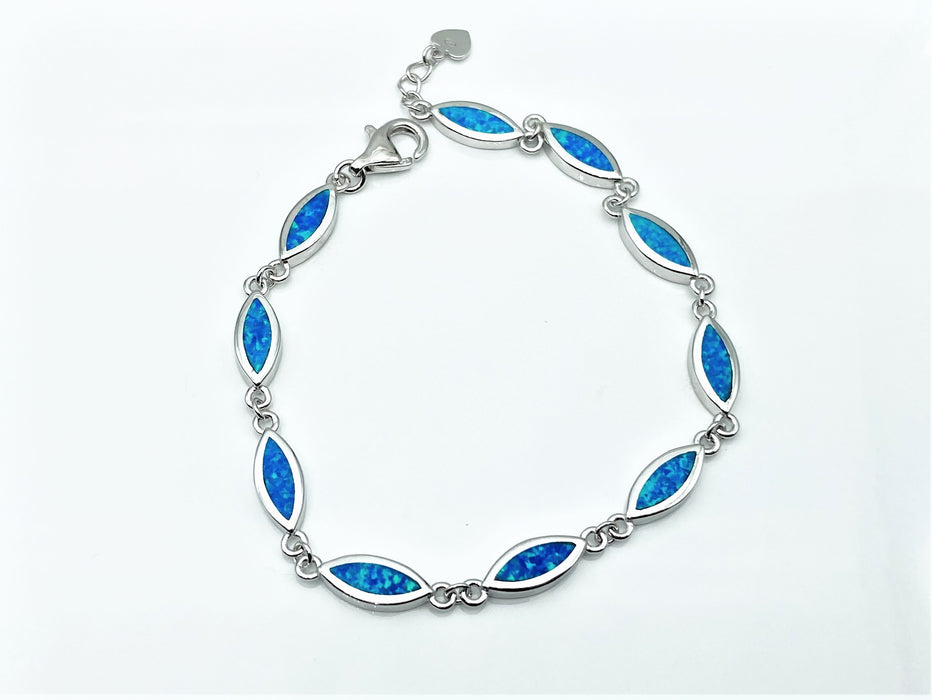 Armband mit synth.Opal blau | Silber
