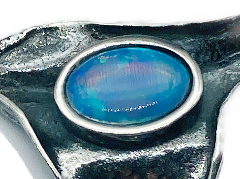 Collier mit echtem Opal- Naturstein| Silber oxidiert