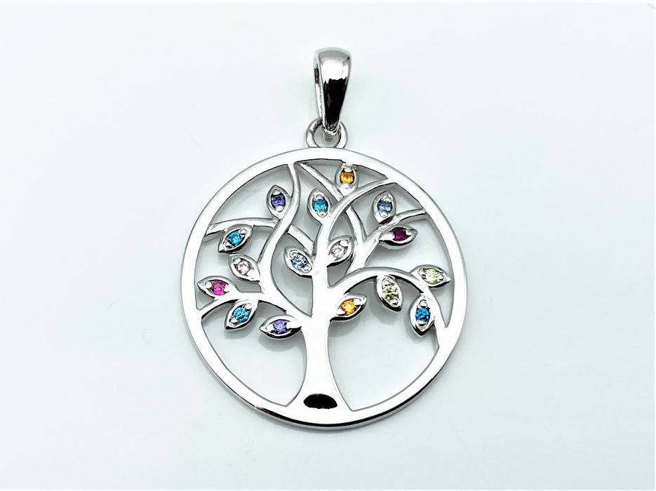 Anhaenger Lebensbaum Multicolor | Silber