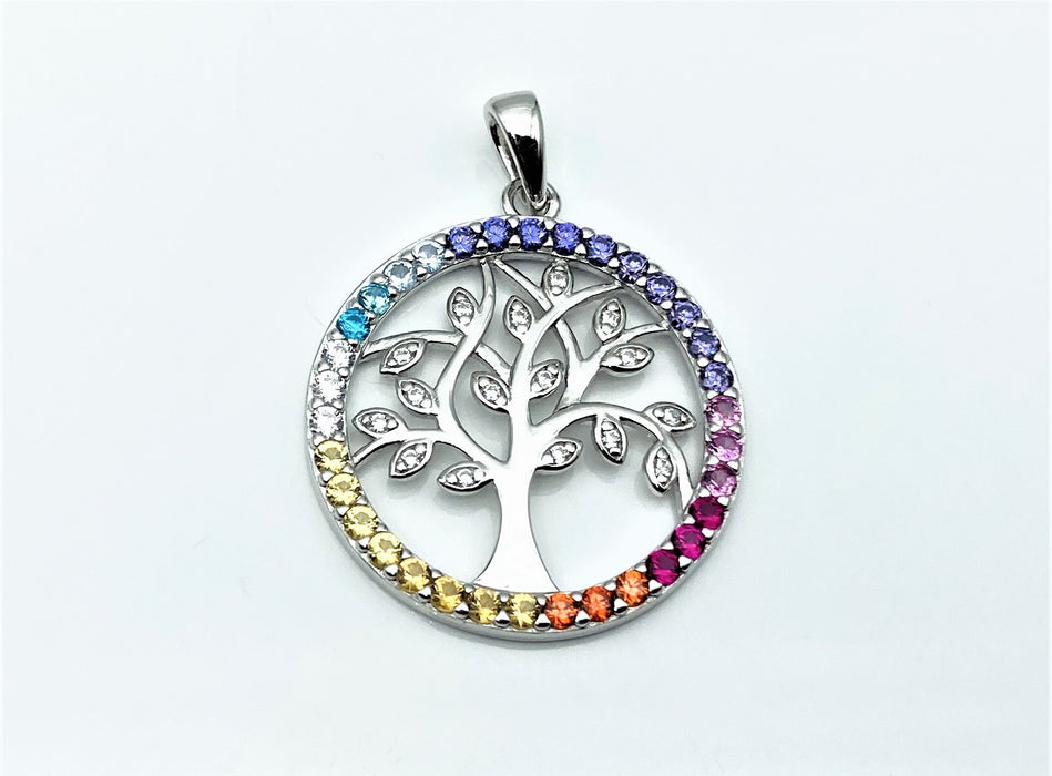 Anhaenger Lebensbaum Rainbow | Silber