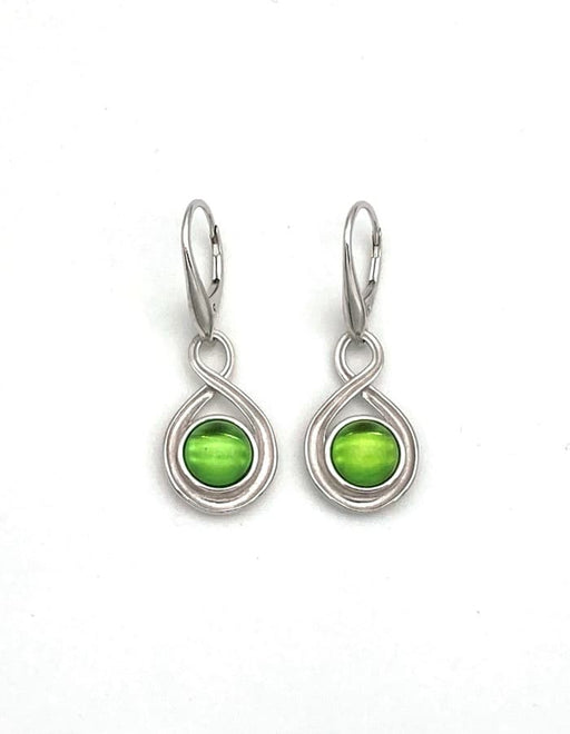 Ohrhänger Karibischer grüner Bernstein in Silber geschwungen