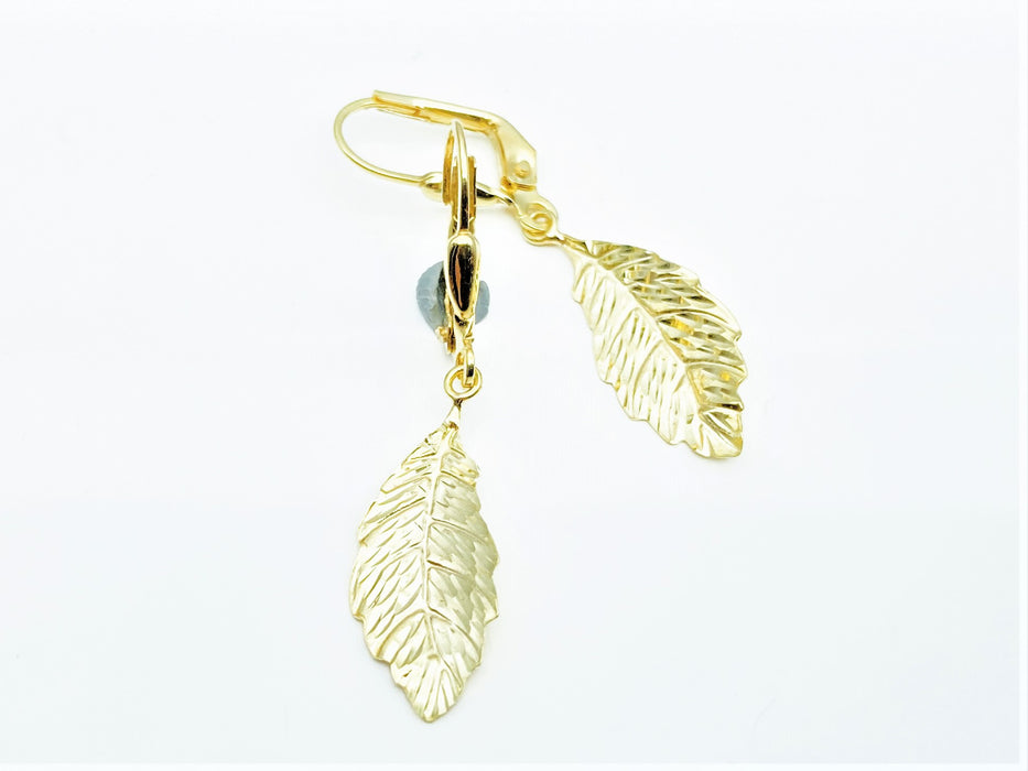 Ohrringe ziselierte Blätter | Gold