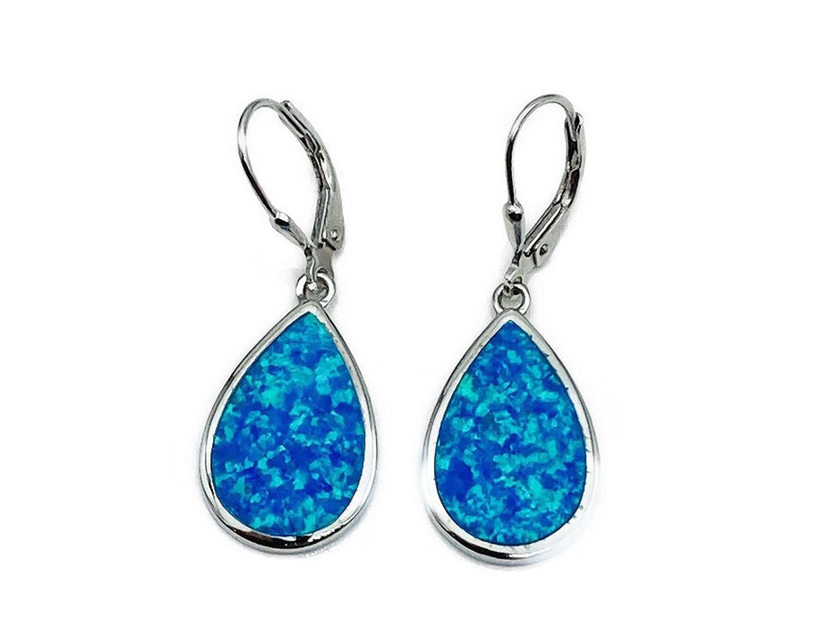 Ohrhänger mit blauem Opal-Tropfen | Silber