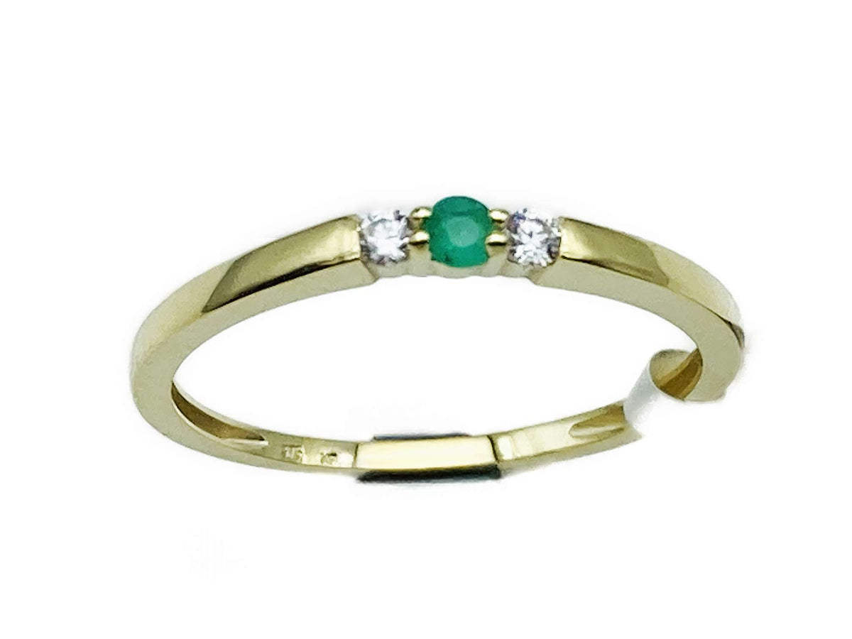 Zirkonia Smaragd Ring mit echt — Heberling & Goldschmiede Gold |