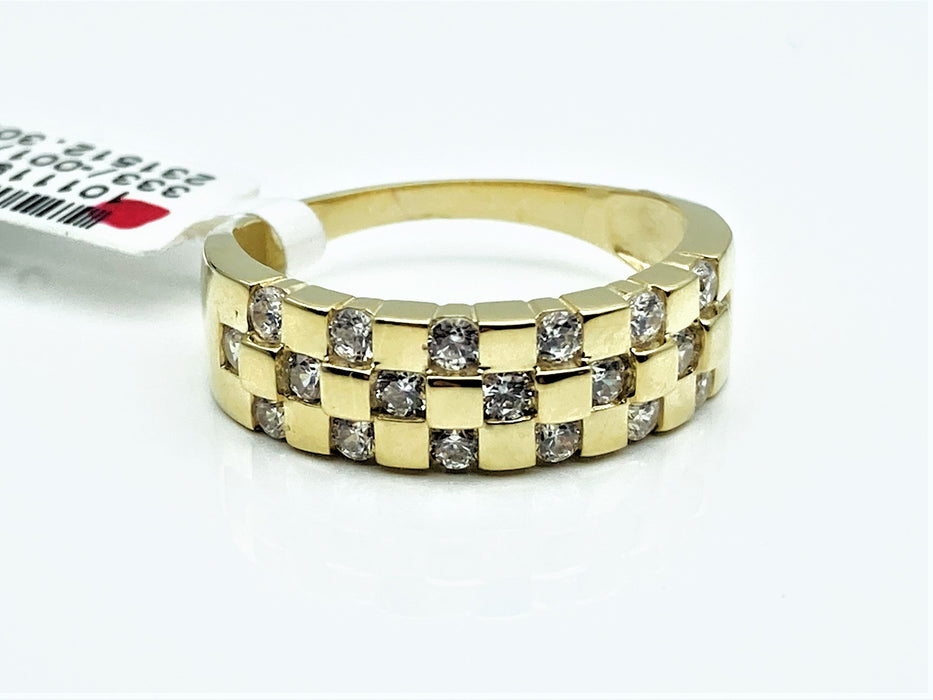 Ring mit Zirkonia im Schachbrett-Design | Gold
