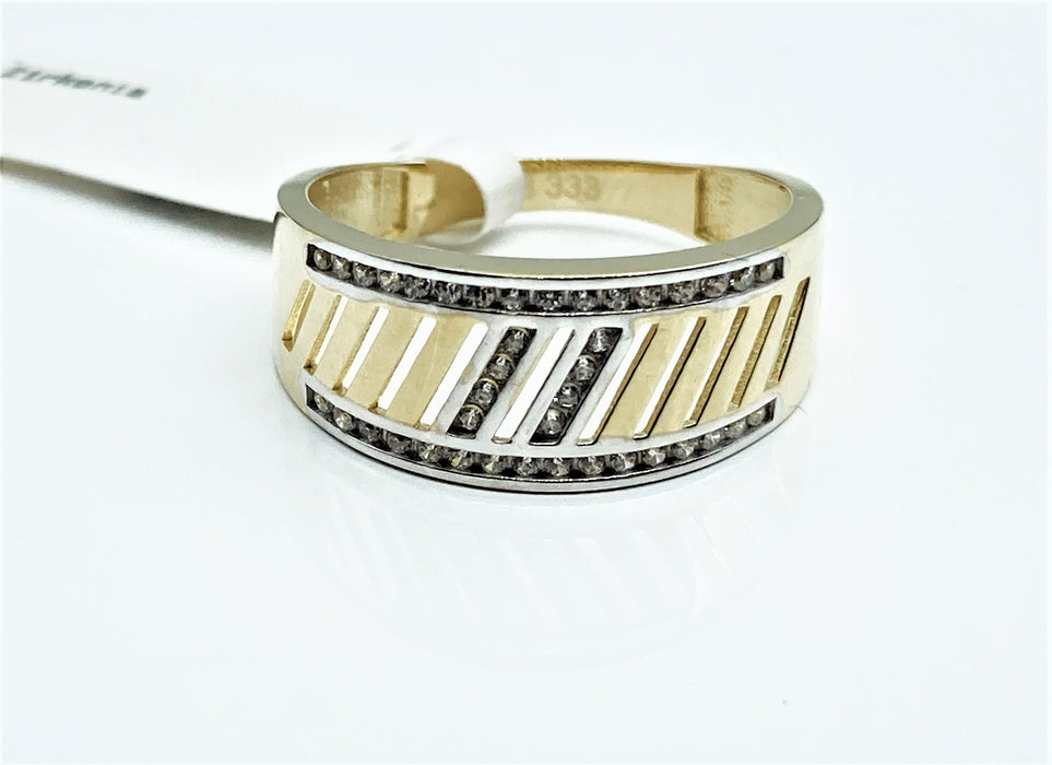 Breiter Ring mit Zirkonia | Gold
