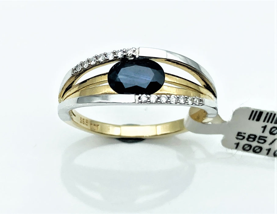 Safir-Ring mit Brillanten | 585/-