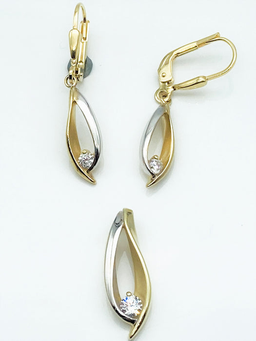 Ohrhänger mit Zirkonia in bicolor | Gold