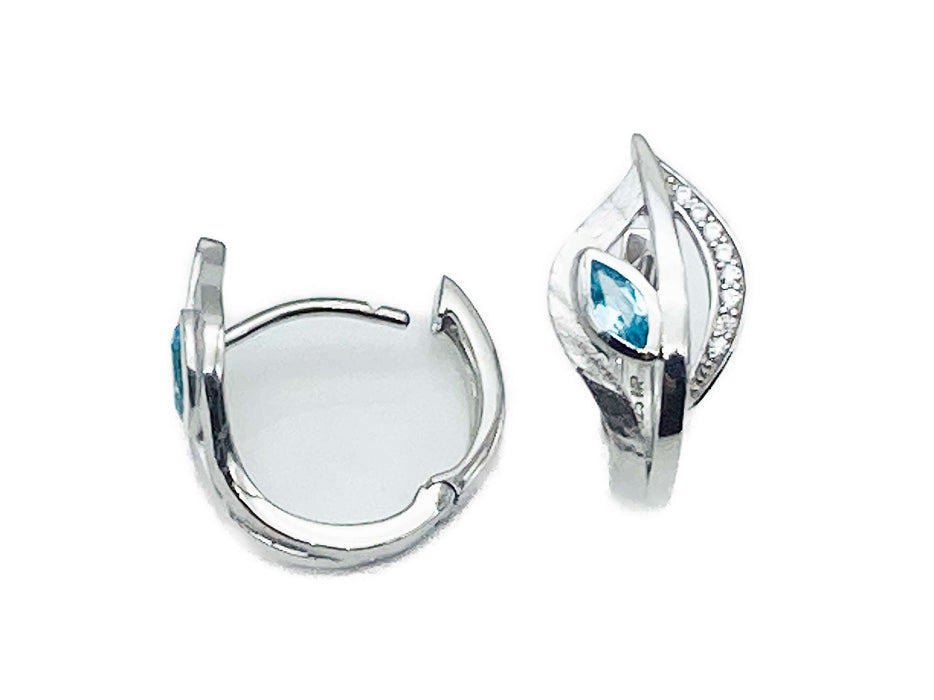 Ohrringe mit echt Blautopas & Zirkonia | Silber