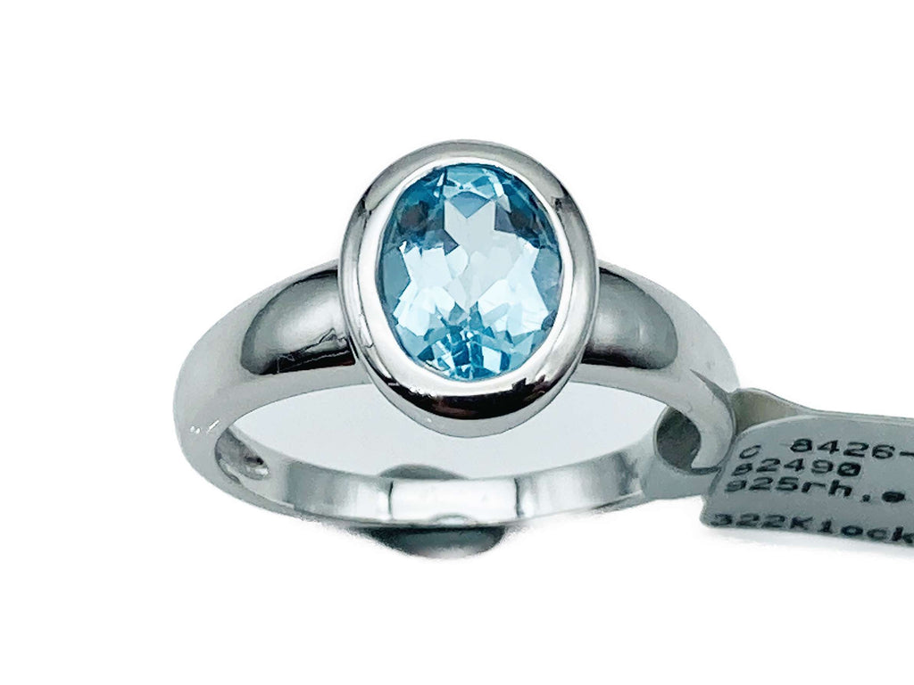 Bague Femme En Argent 925 Fait Main - Topaz Bleu - Taille 54 - Allemagne