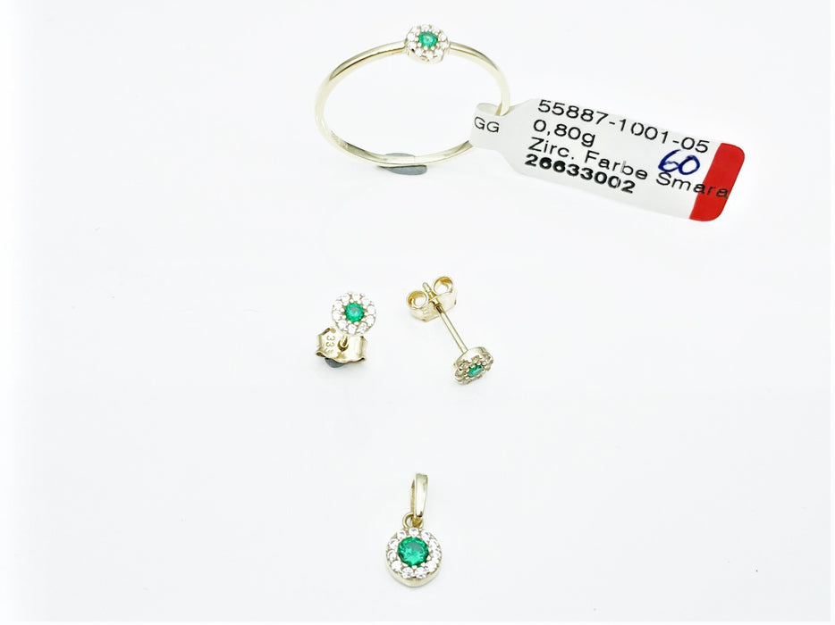 Ring mit smaragdfarbenem und weißen Zirkonia | Gold