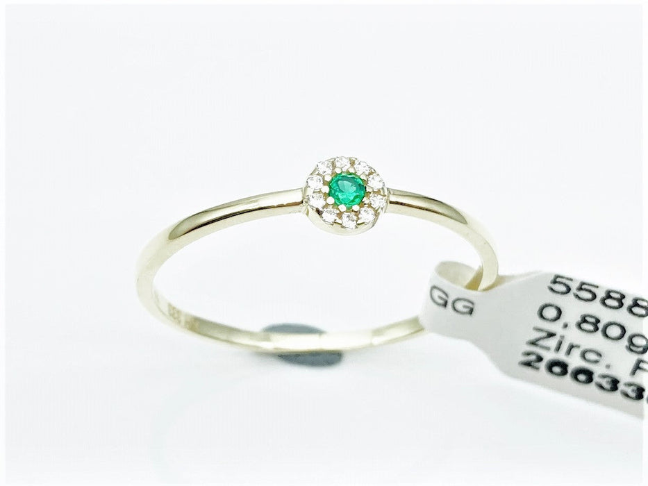 Ring mit smaragdfarbenem und weißen Zirkonia | Gold