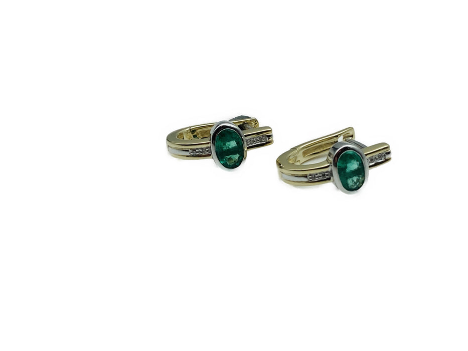 Ohrringe mit echtem Smaragd und Brillanten in Gold 585/-